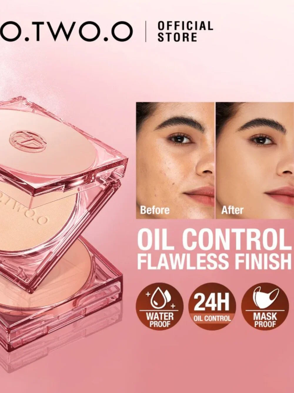 O.TWO.O Oil Control Matte Pressed Powder 0O.TWO.O O3 Warm Nude Shine-Free Finish